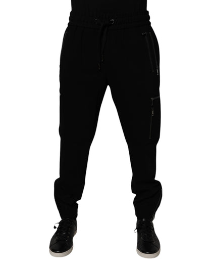 Pantalon de jogging en laine stretch noire Dolce &amp; Gabbana