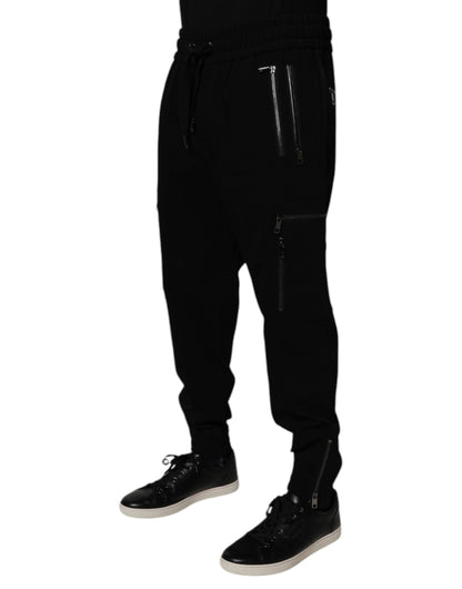 Pantalon de jogging en laine stretch noire Dolce &amp; Gabbana
