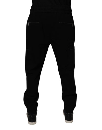 Pantalon de jogging en laine stretch noire Dolce &amp; Gabbana
