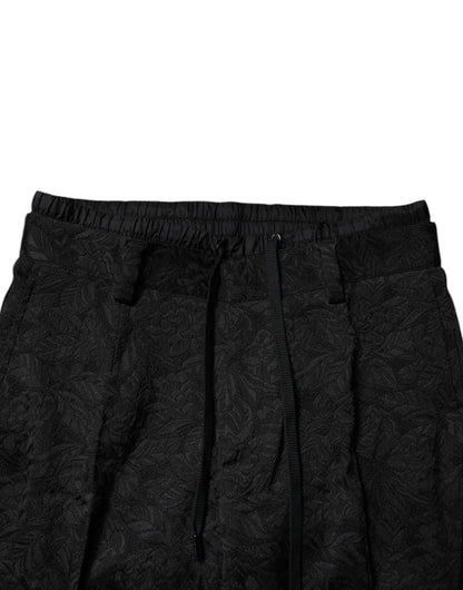 Pantalon skinny en polyester brocart noir Dolce &amp; Gabbana