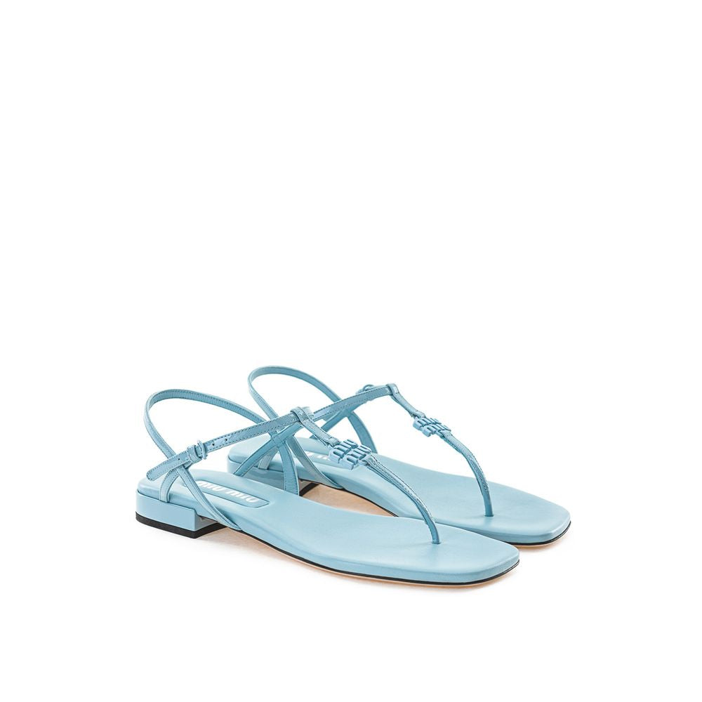 Sandale à lanières en cuir verni bleu