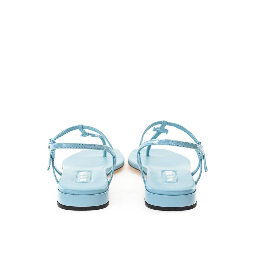 Sandale à lanières en cuir verni bleu