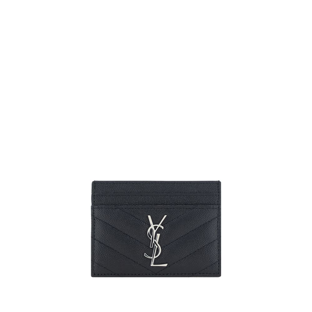 Saint Laurent Kartenetui aus schwarzem Leder