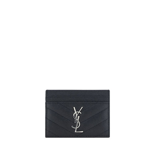 Saint Laurent Kartenetui aus schwarzem Leder