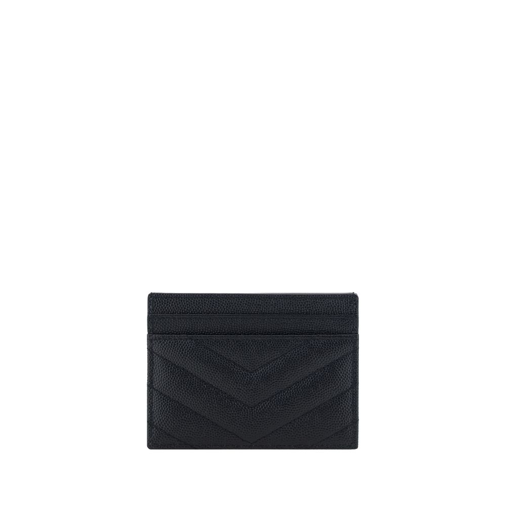 Saint Laurent Kartenetui aus schwarzem Leder