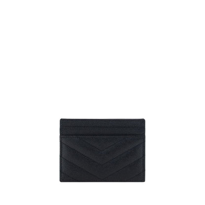 Saint Laurent Kartenetui aus schwarzem Leder