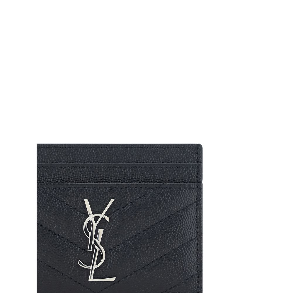 Saint Laurent Kartenetui aus schwarzem Leder