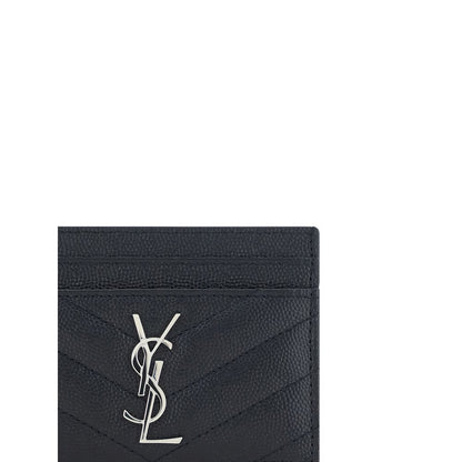 Saint Laurent Kartenetui aus schwarzem Leder