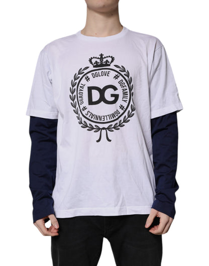 T-shirt ras du cou en coton blanc à imprimé graphique Dolce &amp; Gabbana