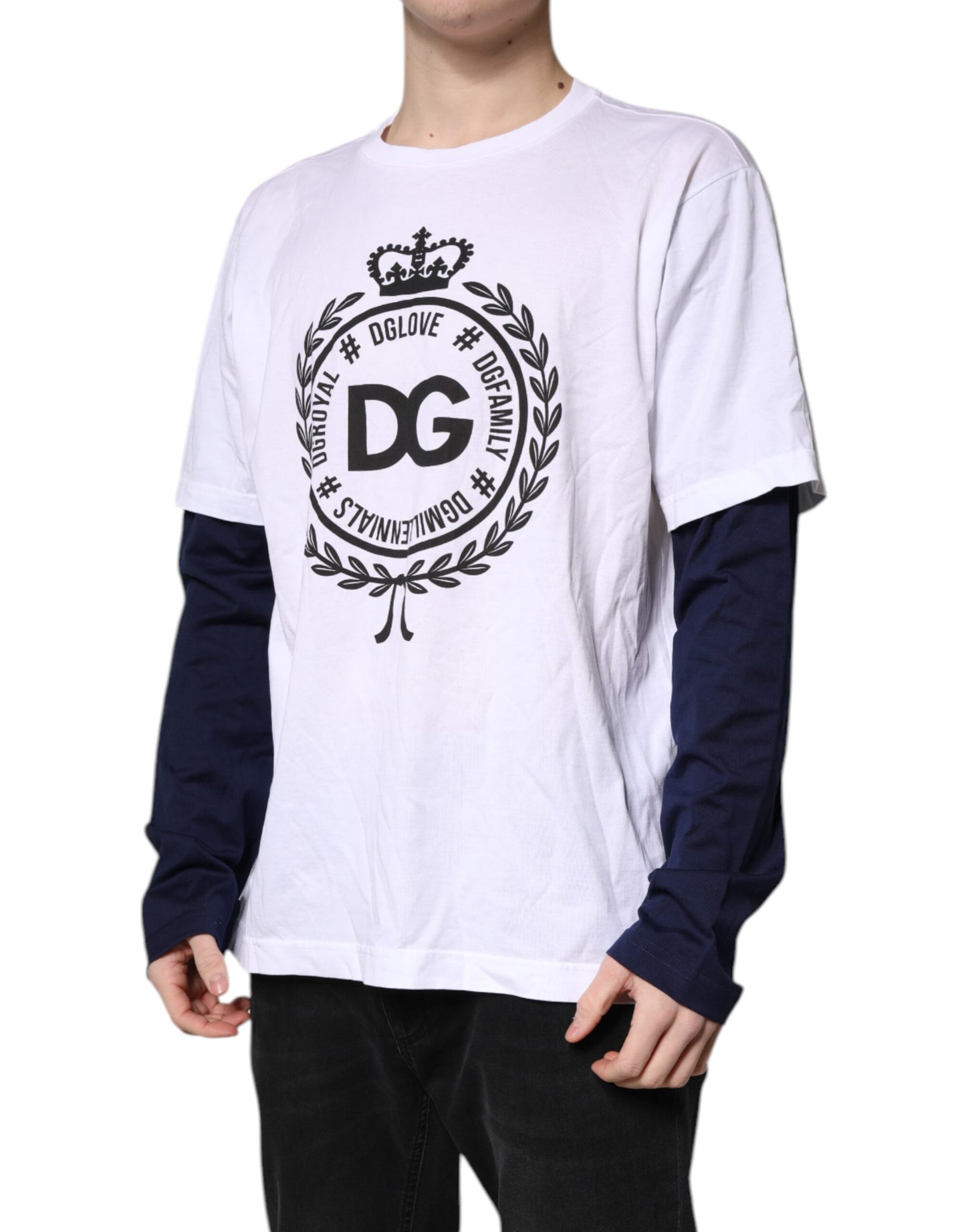 T-shirt ras du cou en coton blanc à imprimé graphique Dolce &amp; Gabbana