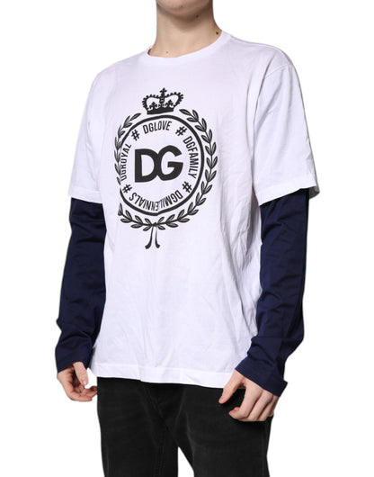 T-shirt ras du cou en coton blanc à imprimé graphique Dolce &amp; Gabbana