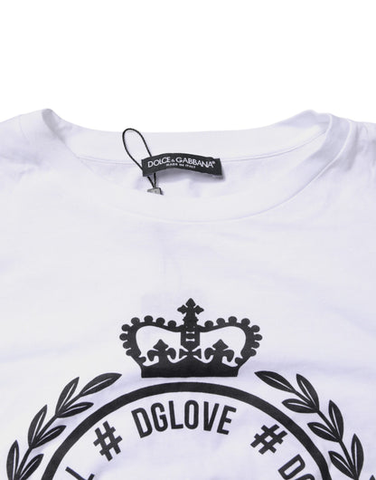 T-shirt ras du cou en coton blanc à imprimé graphique Dolce &amp; Gabbana