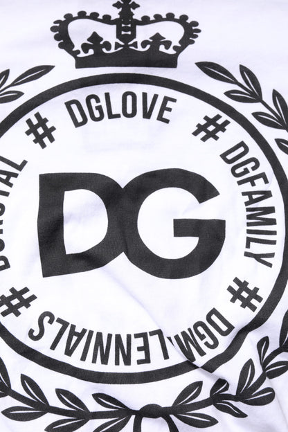 T-shirt ras du cou en coton blanc à imprimé graphique Dolce &amp; Gabbana