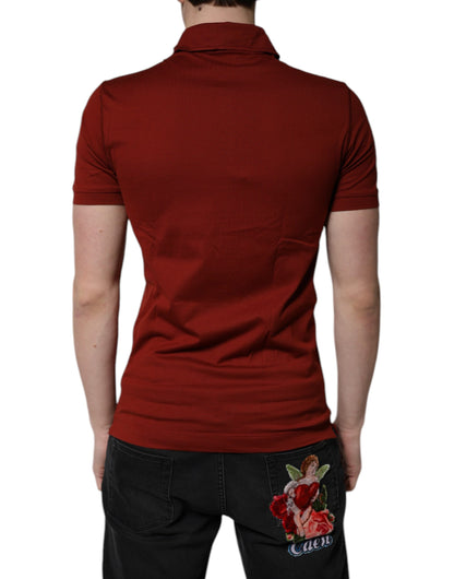 Polo Dolce &amp; Gabbana en coton rouge avec logo DG et col pour homme