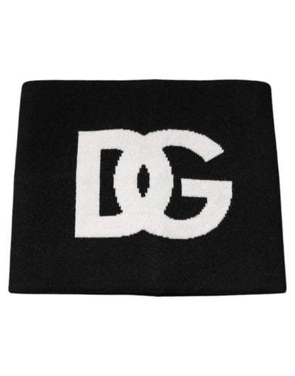 Foulard carré en cachemire noir Dolce &amp; Gabbana avec logo DG