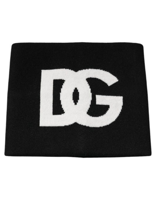 Foulard carré en cachemire noir Dolce &amp; Gabbana avec logo DG