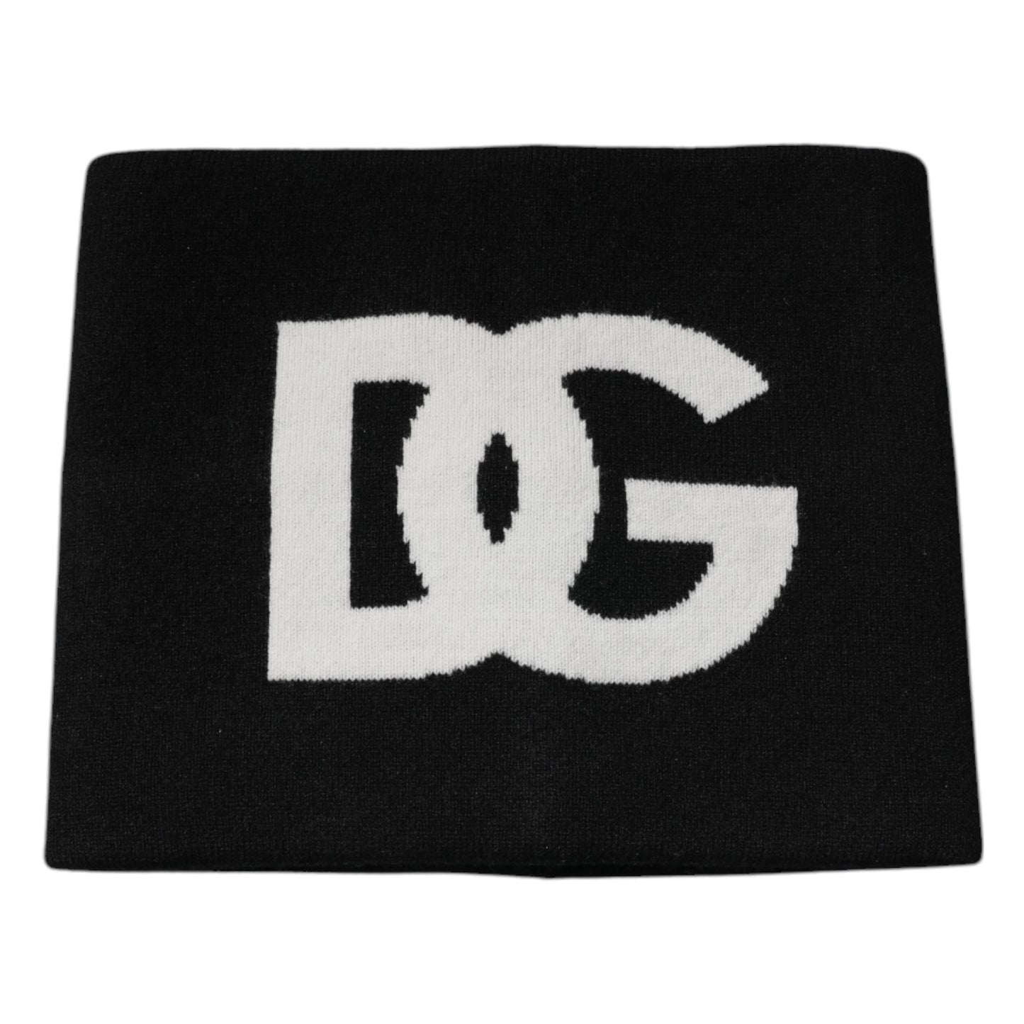 Foulard carré en cachemire noir Dolce &amp; Gabbana avec logo DG