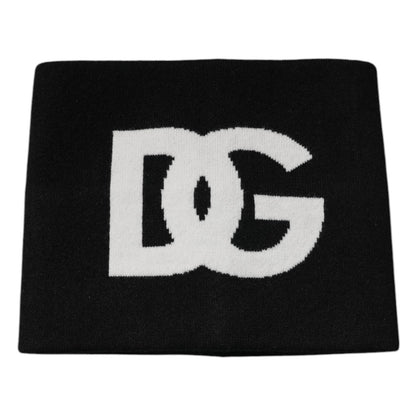 Foulard carré en cachemire noir Dolce &amp; Gabbana avec logo DG
