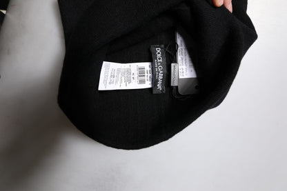Foulard carré en cachemire noir Dolce &amp; Gabbana avec logo DG