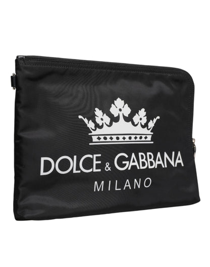 Pochette en nylon noir imprimé DG Milano Dolce &amp; Gabbana