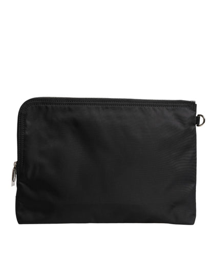 Pochette en nylon noir imprimé DG Milano Dolce &amp; Gabbana