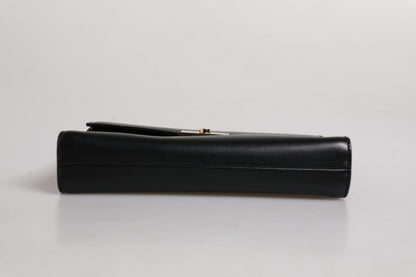 Sac porte-documents en cuir noir Dolce &amp; Gabbana avec plaque logo