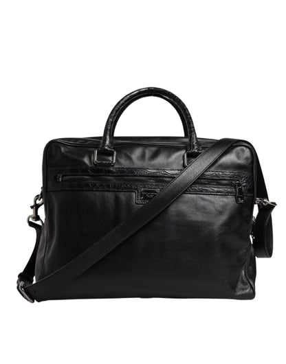 Sac bandoulière en cuir noir Dolce &amp; Gabbana