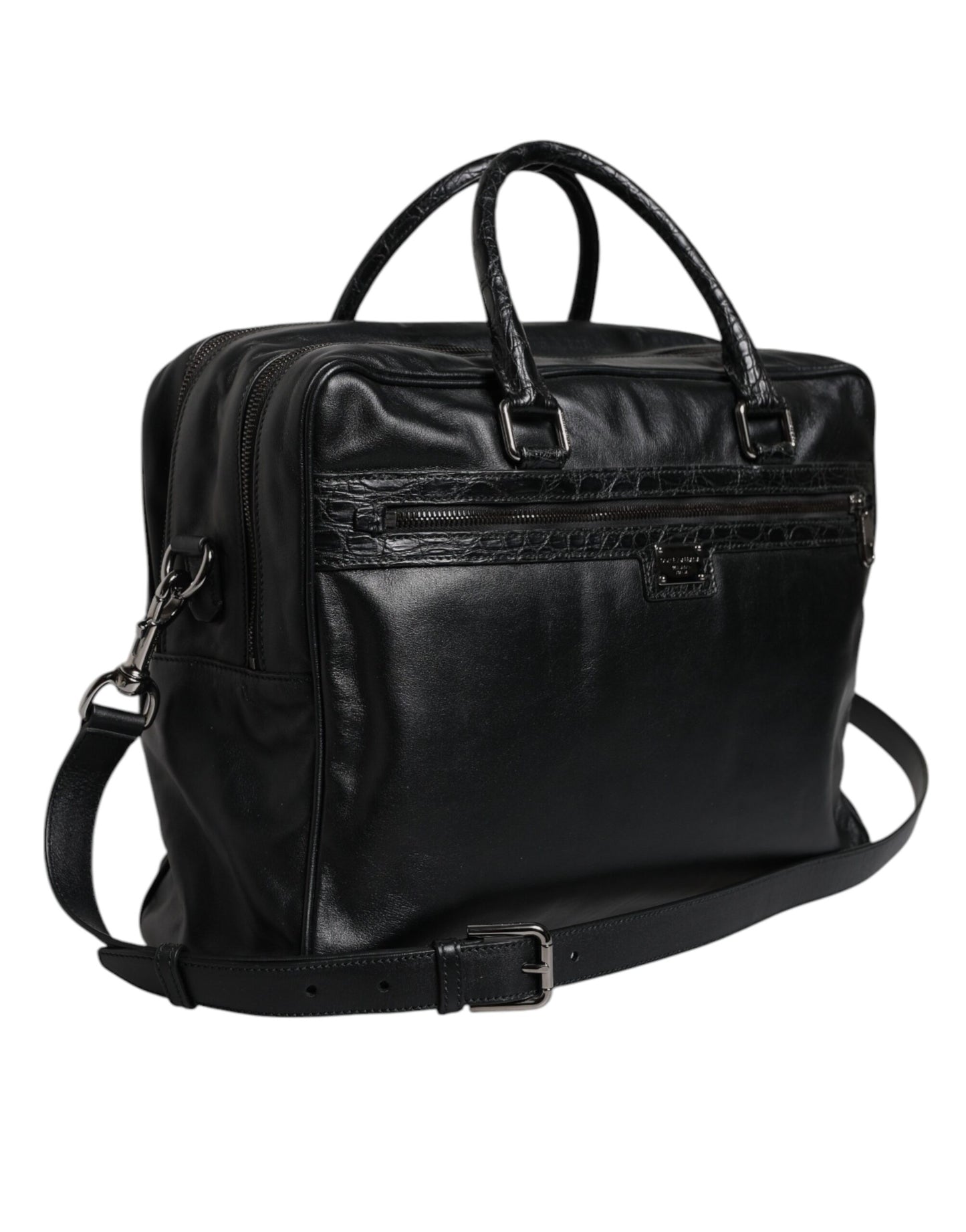 Sac bandoulière en cuir noir Dolce &amp; Gabbana