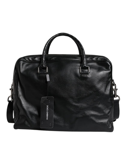 Sac bandoulière en cuir noir Dolce &amp; Gabbana