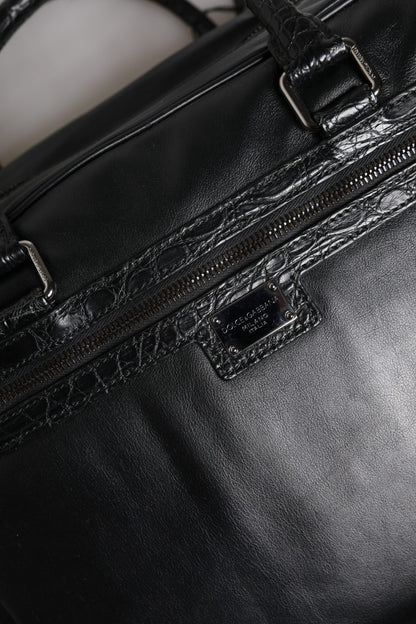 Sac bandoulière en cuir noir Dolce &amp; Gabbana