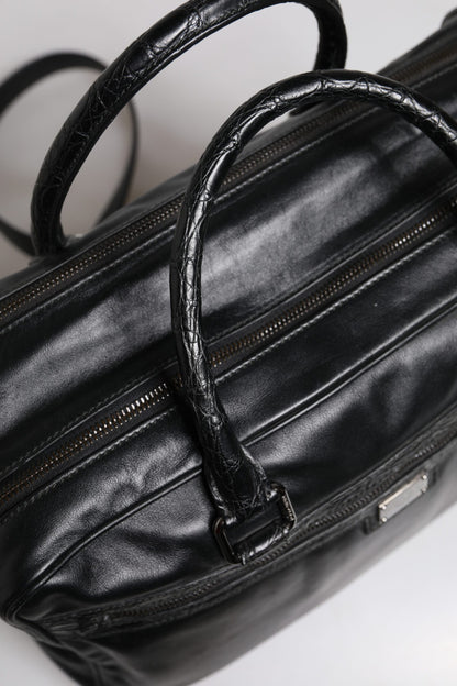 Sac bandoulière en cuir noir Dolce &amp; Gabbana