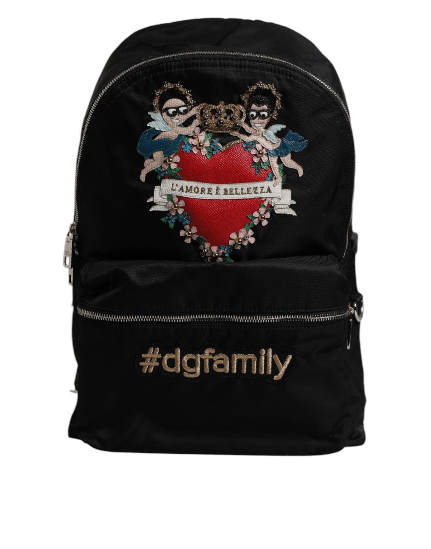 Sac à dos Dolce &amp; Gabbana en nylon noir #DGFAMILY orné de strass VULCANO
