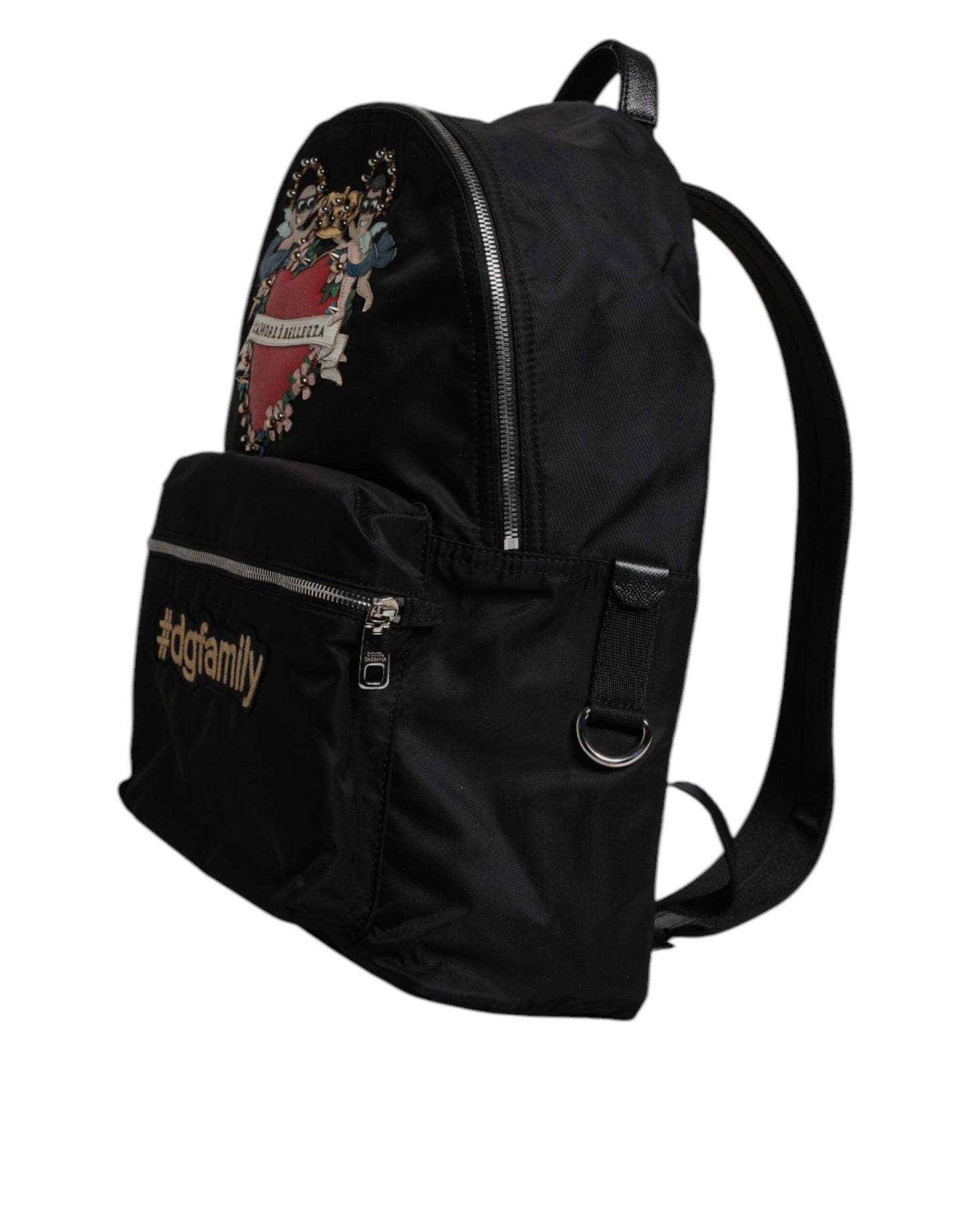 Sac à dos Dolce &amp; Gabbana en nylon noir #DGFAMILY orné de strass VULCANO