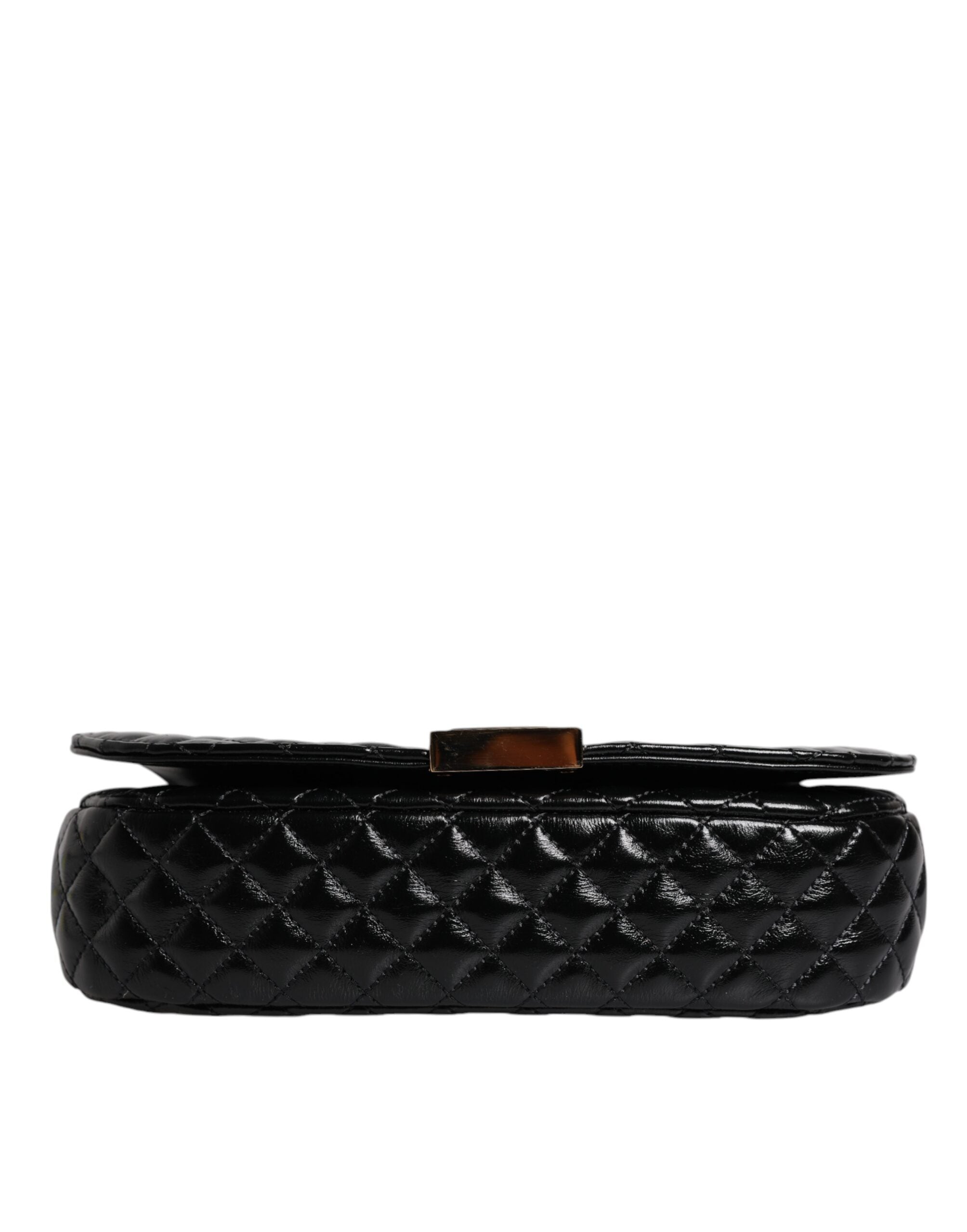 Sac à bandoulière en cuir de veau noir matelassé