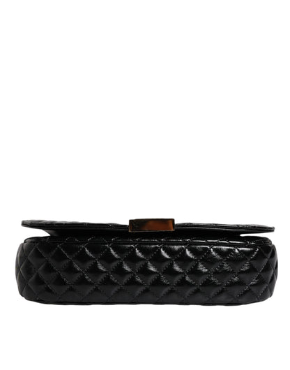 Versace – Gesteppte Schultertasche aus schwarzem Kalbsleder