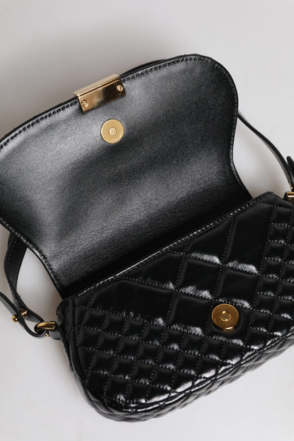 Versace – Gesteppte Schultertasche aus schwarzem Kalbsleder