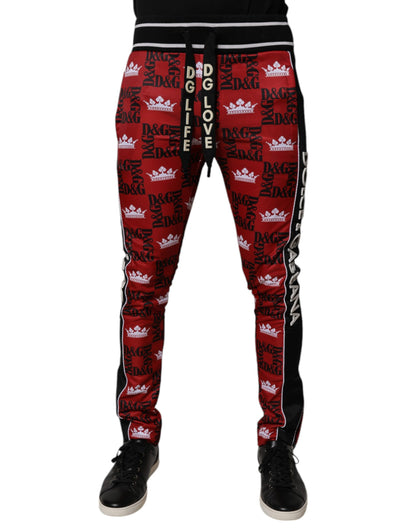 Pantalon de survêtement Dolce &amp; Gabbana pour homme avec logo couronne rouge et monogramme
