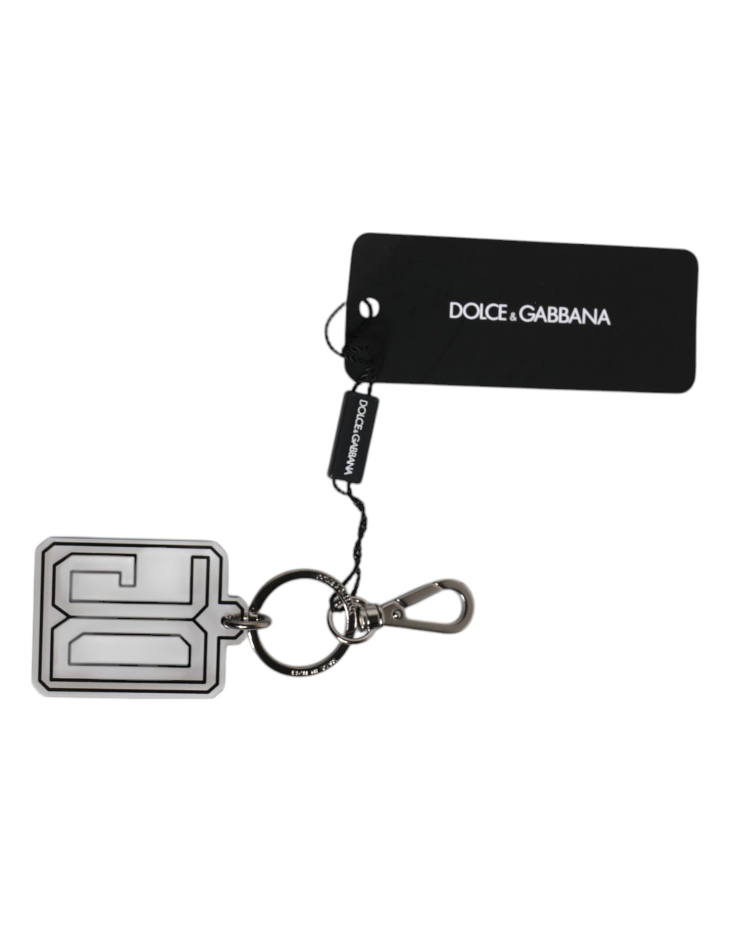 Porte-clés Dolce &amp; Gabbana pour homme, gris, noir, logo DG en caoutchouc argenté