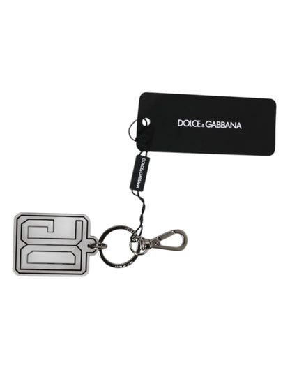 Porte-clés Dolce &amp; Gabbana pour homme, gris, noir, logo DG en caoutchouc argenté