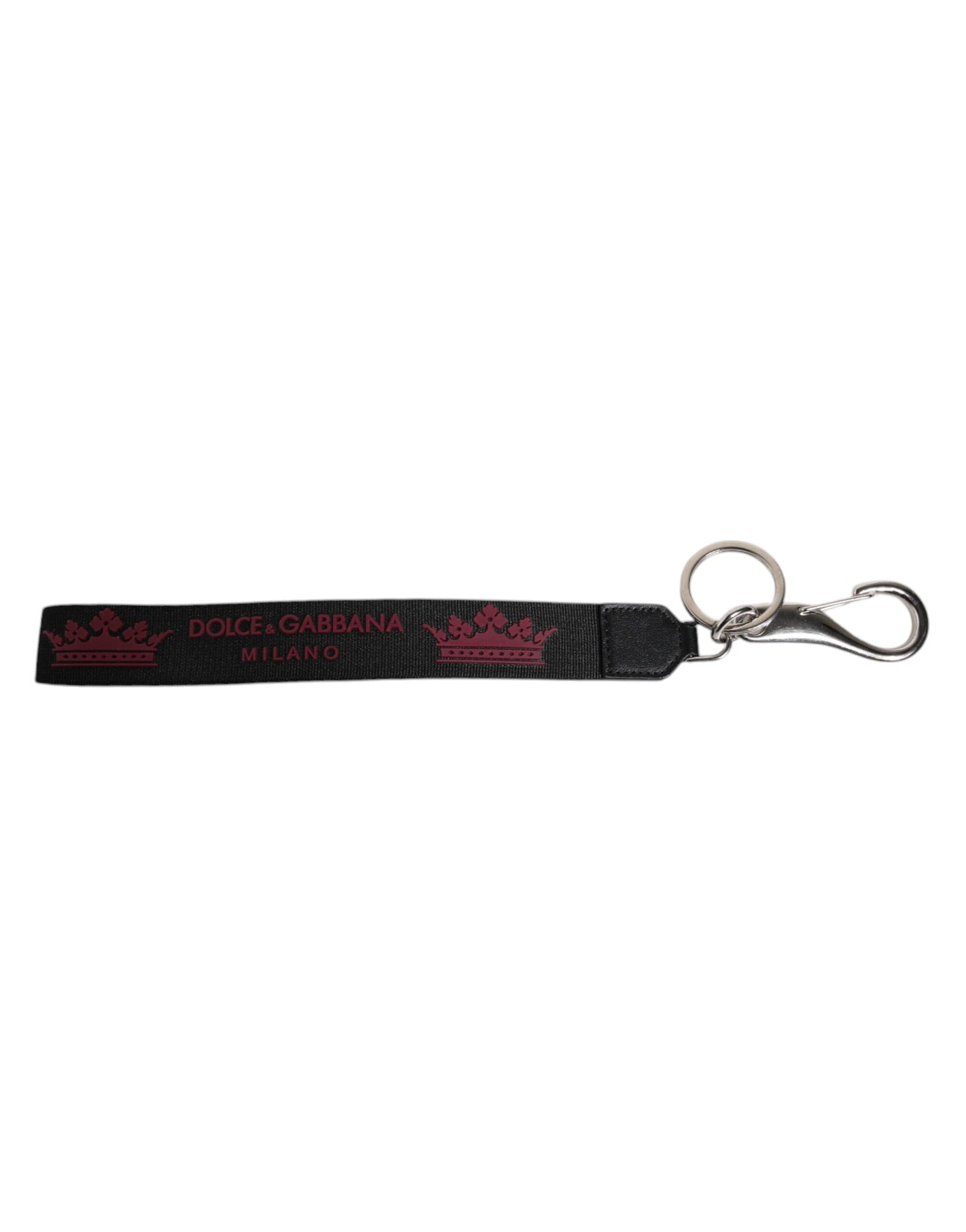 Porte-clés Dolce &amp; Gabbana en nylon noir avec logo DG Crown pour homme