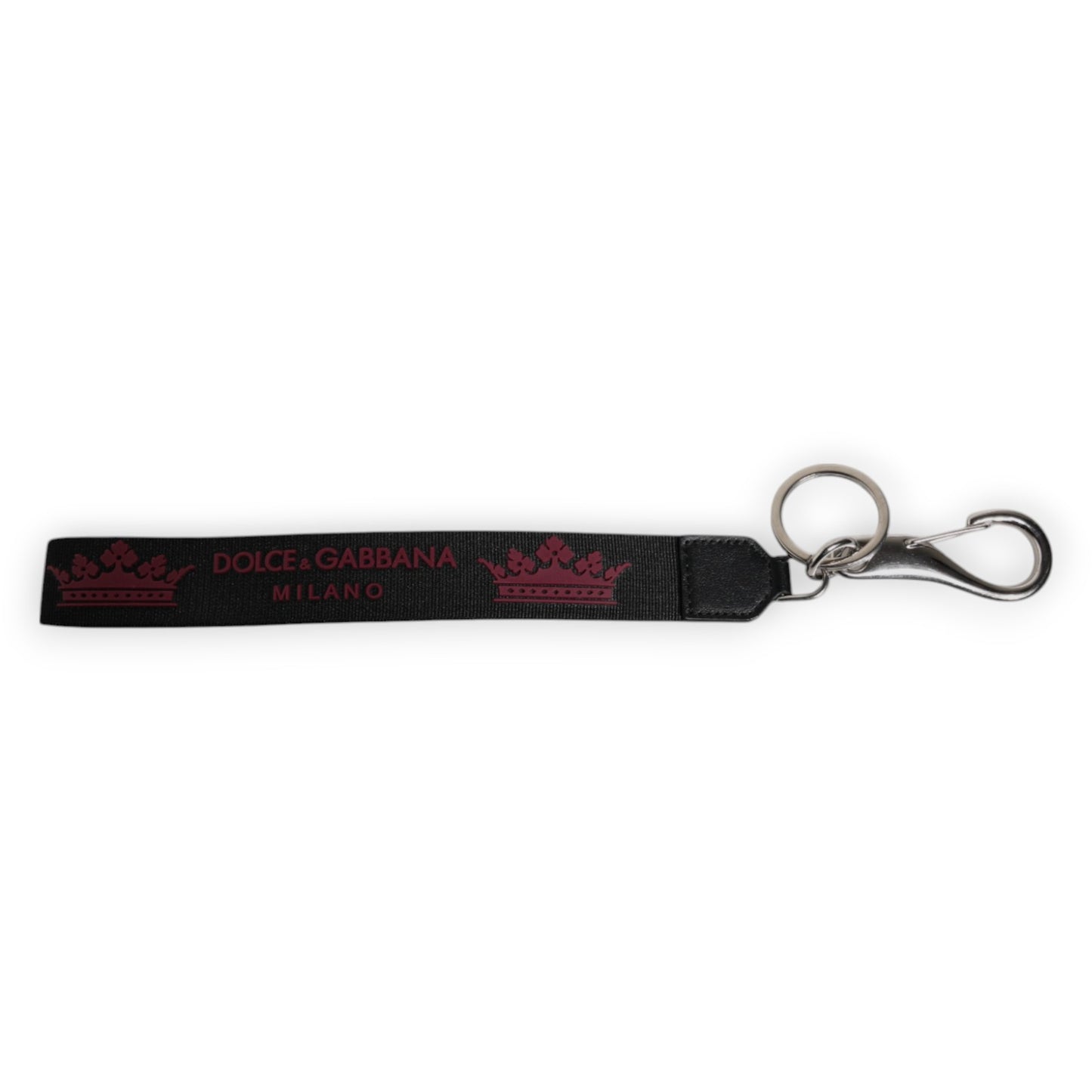 Porte-clés Dolce &amp; Gabbana en nylon noir avec logo DG Crown pour homme