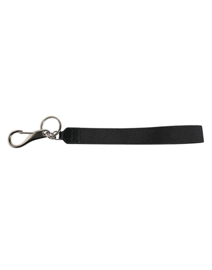 Porte-clés Dolce &amp; Gabbana en nylon noir avec logo DG Crown pour homme
