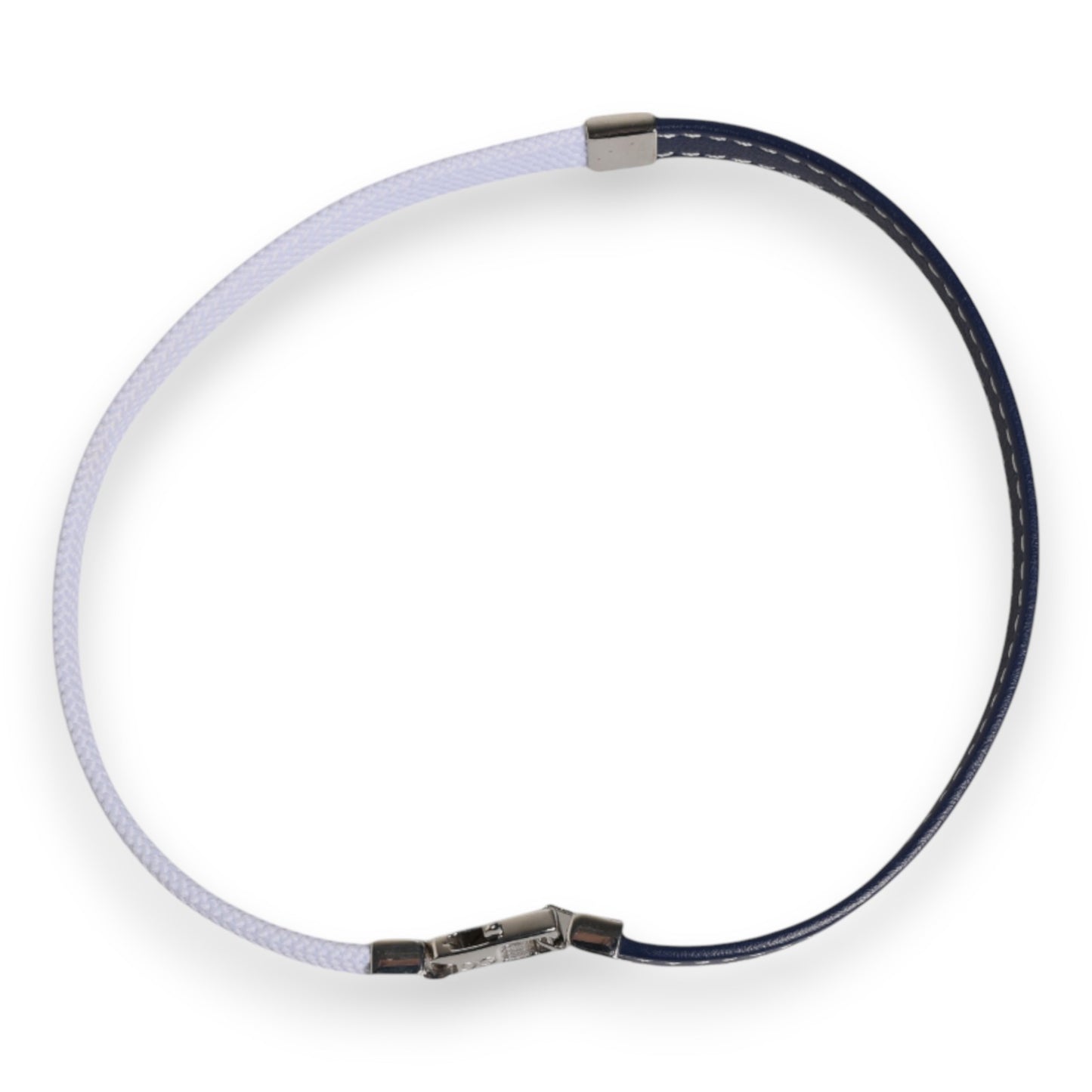 Bracelet Dolce &amp; Gabbana en cuir bleu et blanc avec fermoir argenté gravé DG