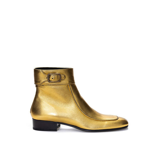 Saint Laurent – Goldener Lederstiefel