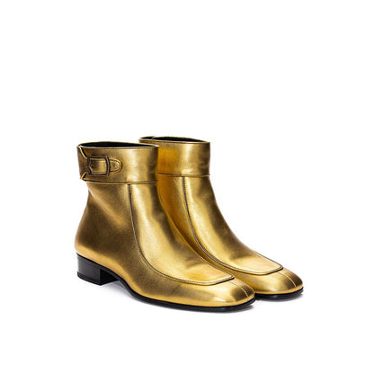 Saint Laurent – Goldener Lederstiefel