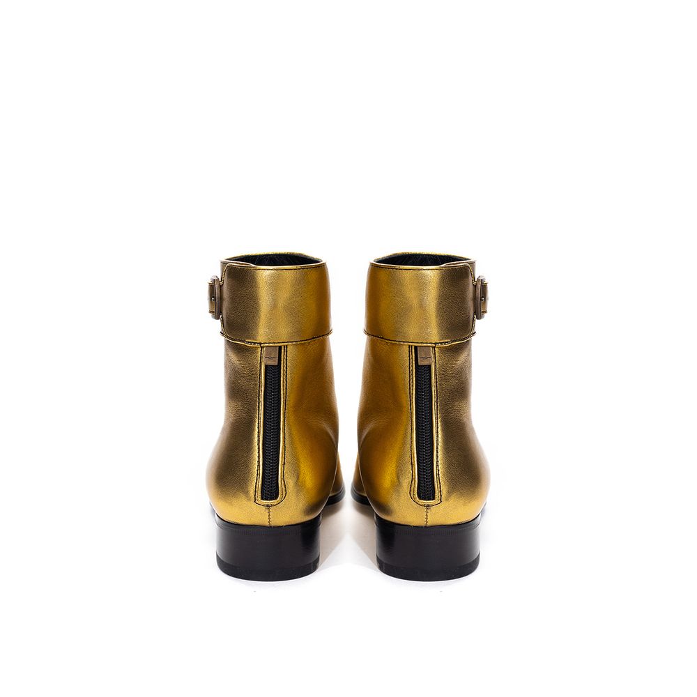 Saint Laurent – Goldener Lederstiefel