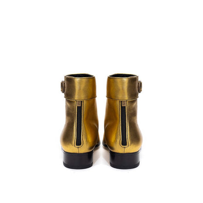 Saint Laurent – Goldener Lederstiefel