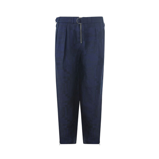 Pantalon en lin bleu Emporio Armani