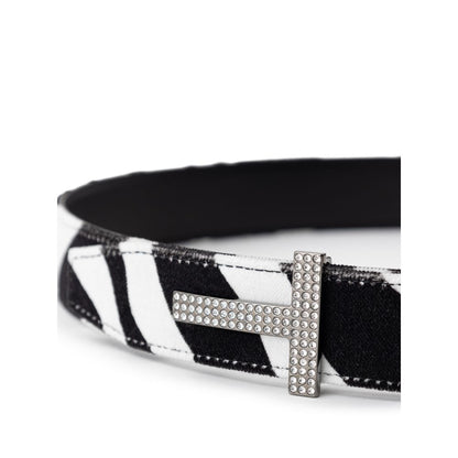 Schwarz-weißer Ledergürtel von Tom Ford