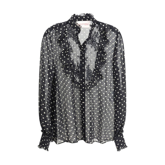 Valentino Seidenhemd mit Polka Dots